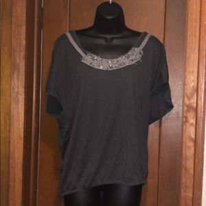 American Eagle Dark Grey Off Shoulder Shirt